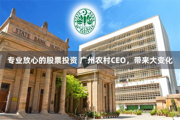 专业放心的股票投资 广州农村CEO，带来大变化