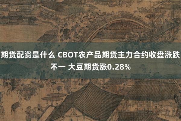 期货配资是什么 CBOT农产品期货主力合约收盘涨跌不一 大豆期货涨0.28%