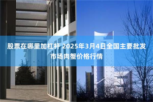 股票在哪里加杠杆 2025年3月4日全国主要批发市场肉蟹价格行情