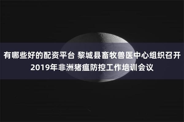 有哪些好的配资平台 黎城县畜牧兽医中心组织召开2019年非洲猪瘟防控工作培训会议